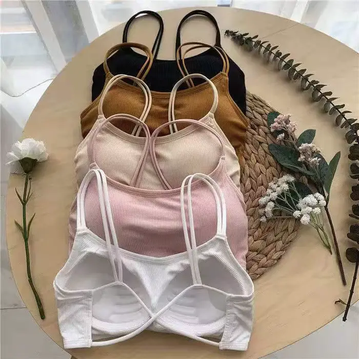 Dámská podprsenka Bralette-Backless, krátký top, tubular bustier, bezešvé push-up, bezdrátový, zkřížený zpět, nový, 1 ks