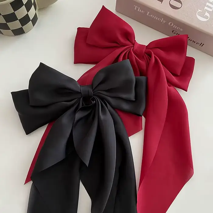 Pince à cheveux en mousseline de soie pour femmes, grand nœud papillon, épingle à cheveux, Barrettes
