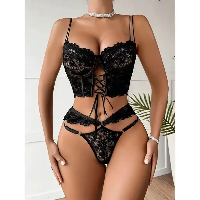Ensemble de lingerie fantaisie en dentelle florale, Bilizna, sous-vêtements sensuels de luxe, linger