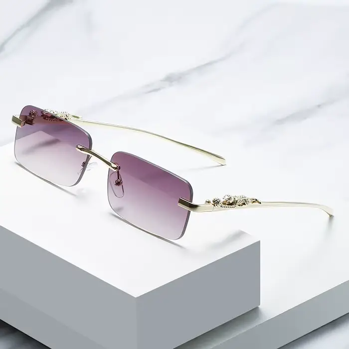 Monture de lunettes sans monture pour femmes et hommes, mode guépard, décoration Business Cool, mont