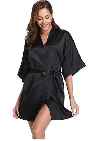 Robe en Satin femme Lingerie intime vêtements de nuit soyeux mariée cadeau de mariage décontracté Ki