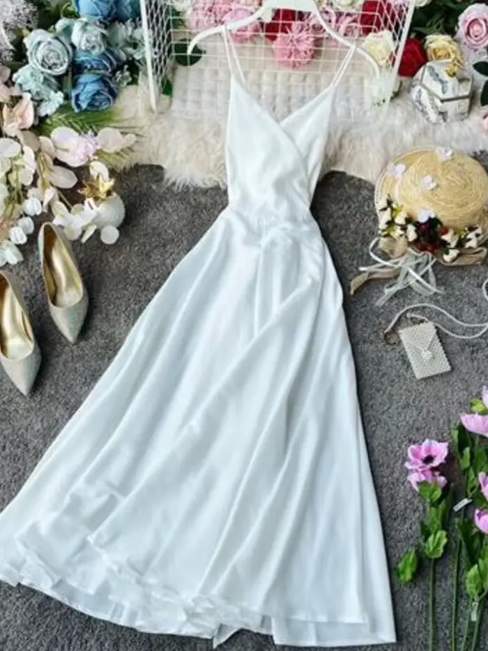 Jmprs – robe longue en Satin, taille haute, pour femmes, tenue élégante de plage, vacances, été, 202
