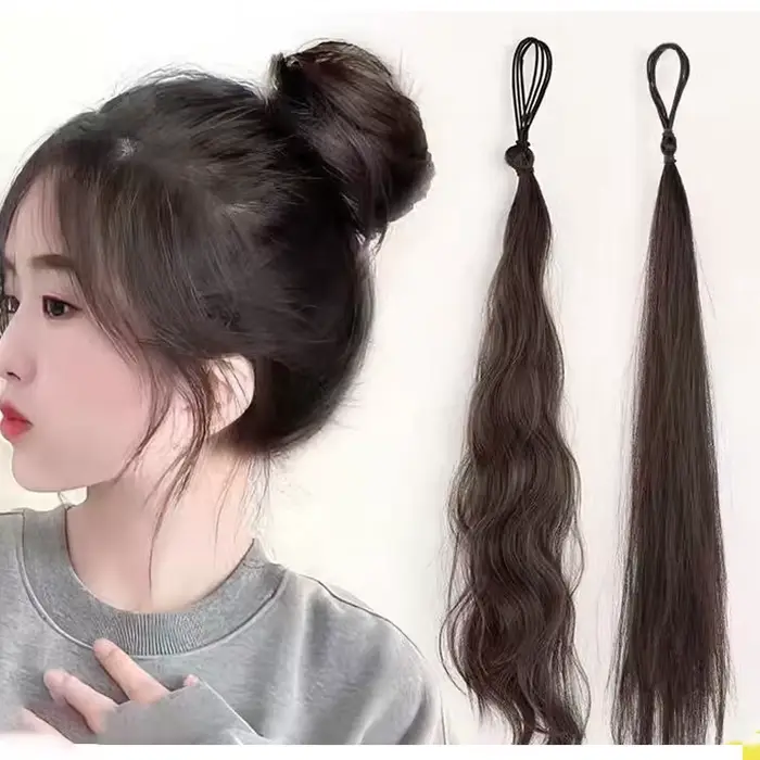 Perruque boule d'enroulement en Fiber synthétique, anneau de cheveux, chignon naturel moelleux, Volu