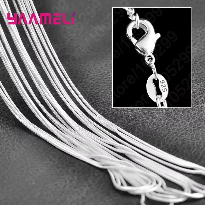 Chaîne à maillons en argent Sterling 925 pur, bijoux de collier avec fermoirs à homard lisses et sol