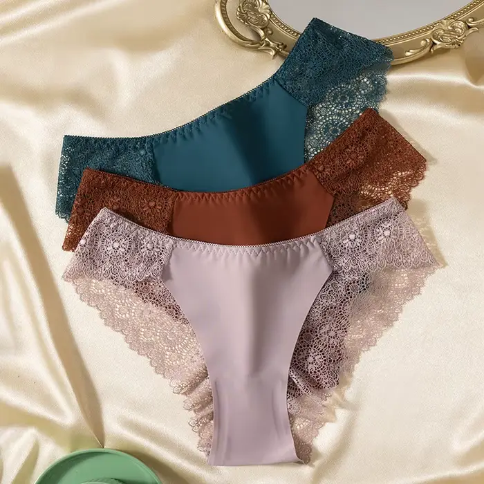 GICZI-Sexy krajkové kalhotky pro ženy, průhledné a měkké spodní prádlo, roztomilé a teplé spodní prádlo
