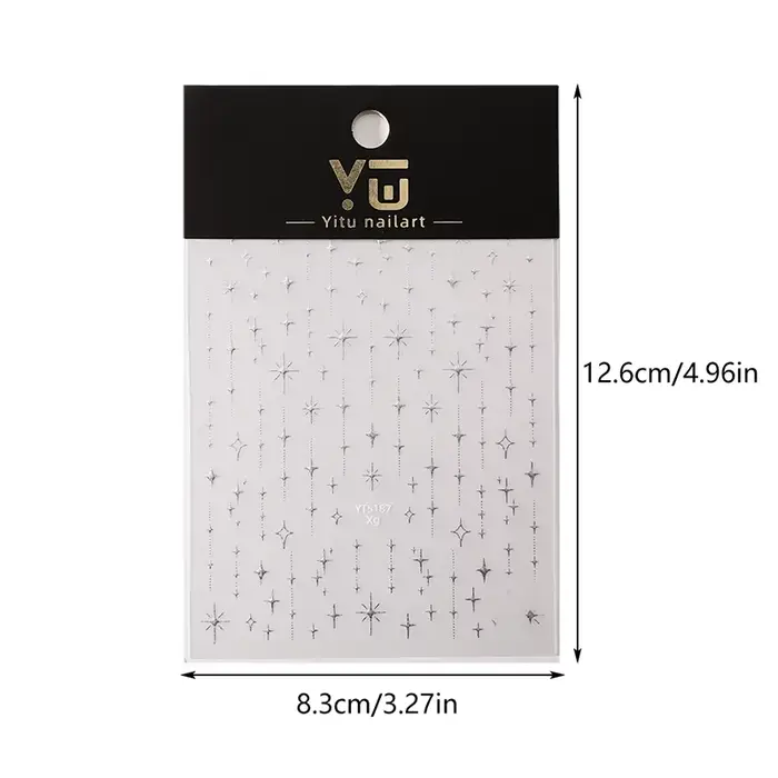Or argent estampillé Starlight Laser paillettes étoile bronzant strass soulagement Nail Art décorati