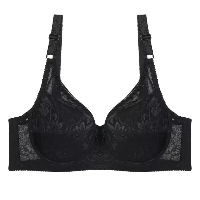 Soutien-gorge push-up en dentelle et résille pour femme, grande taille, confortable, respirant, ling