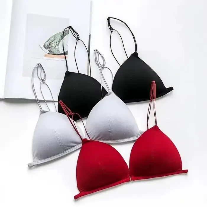 Sexy bavlněná push-up podprsenka pro ženy s výstřihem a trojúhelníkovým tvarem