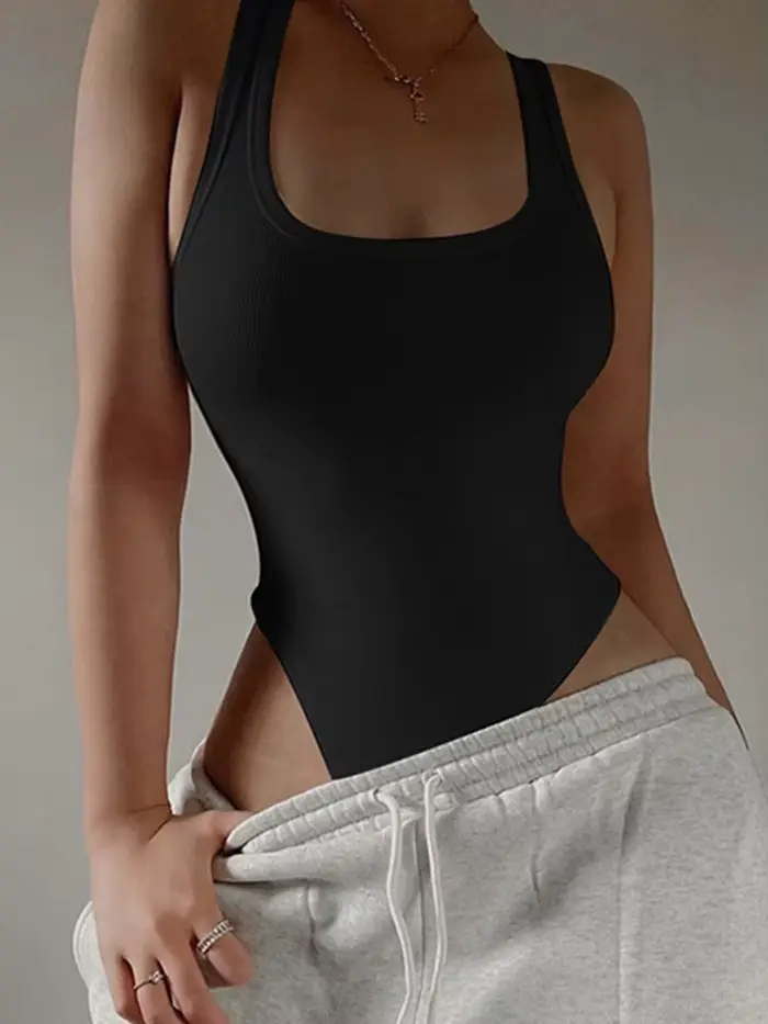 body Pletené Bez rukávů pro ženy, Sexy, těsné, holá ramena, ohlávka límec, příležitostné, street živůtek, ClubWear, léto, 2025