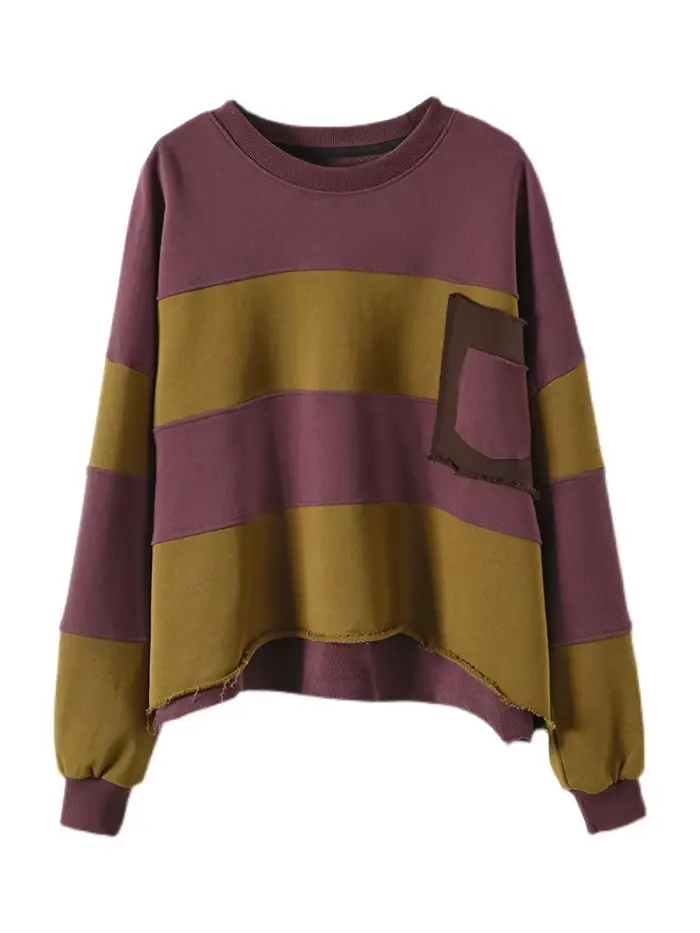 Amax luluE femmes loisirs amples col rond conception sweats à capuche printemps Style britannique Vi
