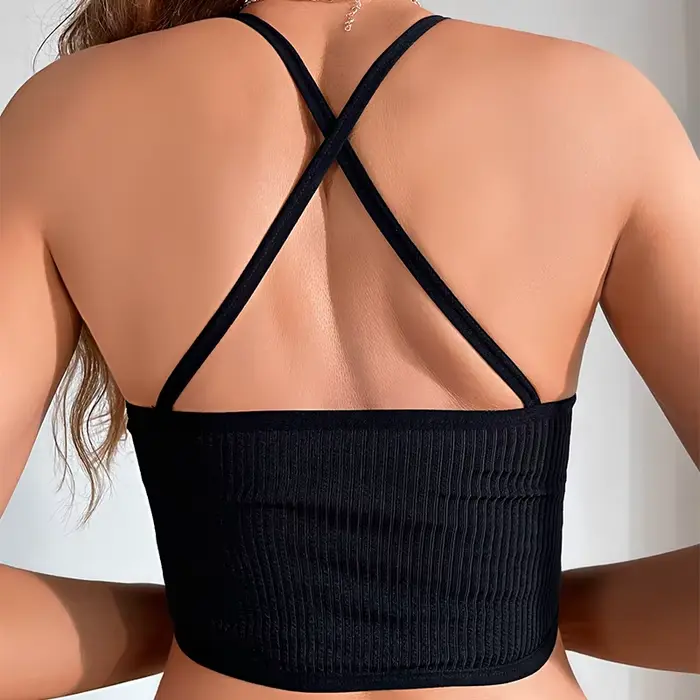 1 pièces Sexy maille Camisole haut court Corset côtelé dos nu sous-vêtements mode chaude femmes décontracté brassière débardeur Bralette Lingerie