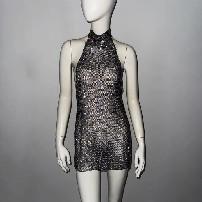 Robe sexy pour femmes avec dos nu scintillant, festival et clubbing, élégante pour sorties nocturnes et soirées spéciales