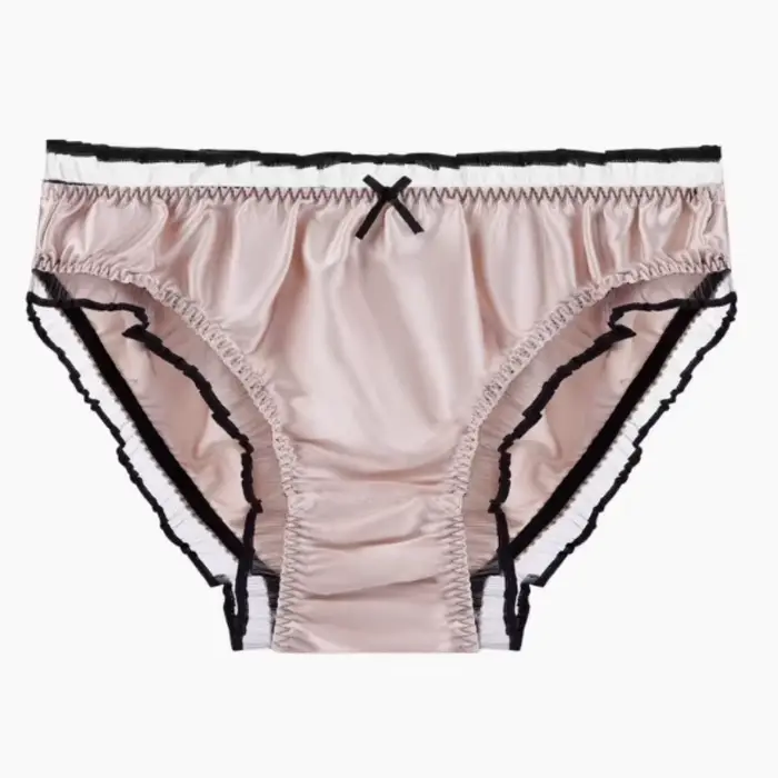 Unisex morušové hedvábné spodní prádlo, slipy hladké s volánky, Sexy, pohodlné, měkké a lesklé, erotické kalhotky pro páry, pevné spodní prádlo s mašle