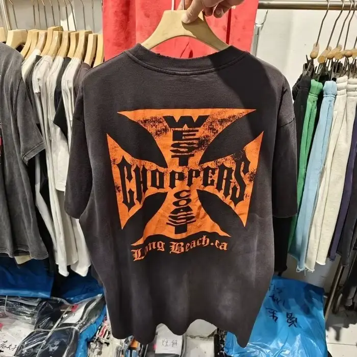 T-shirt imprimé Y2K vintage West Coast Choppers pour femme, en coton respirant, style motard rétro, 