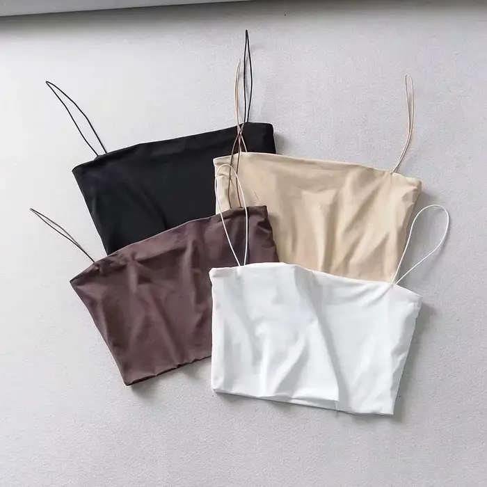 Haut court d'été pour femmes, Camis Sexy en coton élastique, sans manches, débardeur court, Bar, 202