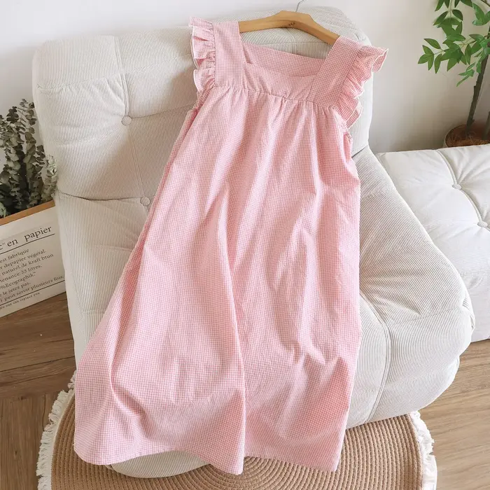 Chemises de nuit en coton robe de nuit pour femme vêtements de nuit nuisette sans manches pyjama robe d'été vêtements de nuit pour femmes chemise de nuit