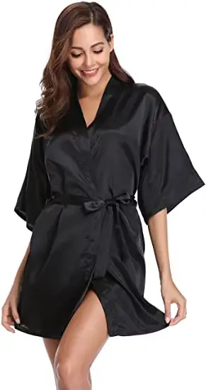 Saténové šaty Žena Intimní Spodní prádlo Hedvábné noční prádlo Nevěsta Neformální Svatební dárek Kimono Župan Šaty Noční košile Sexy noční prádlo