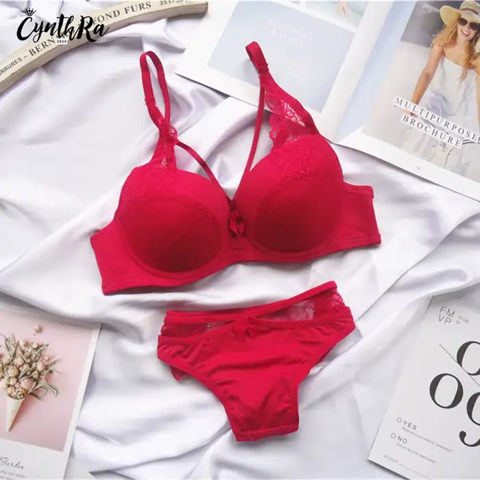 Spodní prádlo podprsenka Dámské spodní prádlo sekce Sexy prodyšná žena Plus velikost krajky Push Up Bralette Bra a kalhotky Set