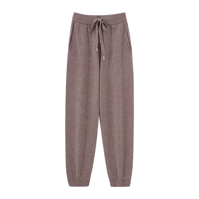 Pantalon plat en laine Pure pour femme, ample, taille haute, tricoté, en cachemire, groupé, nouvelle