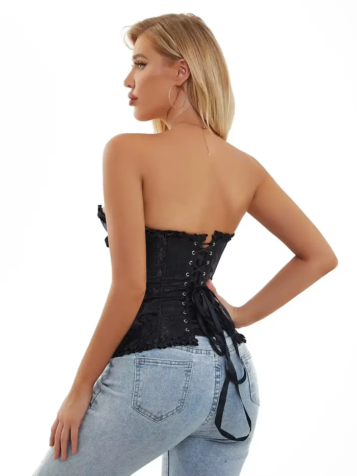 Dámské Top korzet Jacquard Surbust viktoriánské bustier Sexy krajka nahoru spodní prádlo květinový korset Vintage gotické baskytary kostým