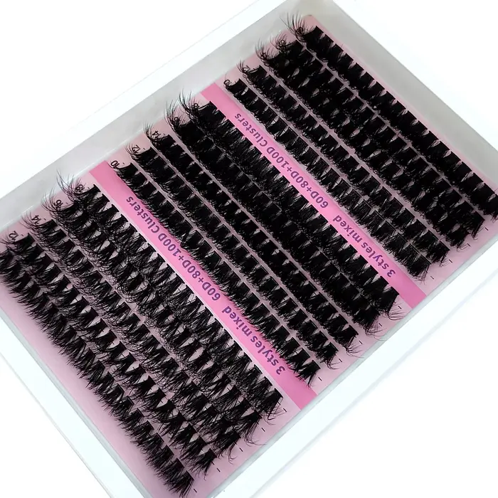Nouveau 15 rangées bricolage 5D grappes de cils moelleux 60D-200D grappes de cils épais cils individ