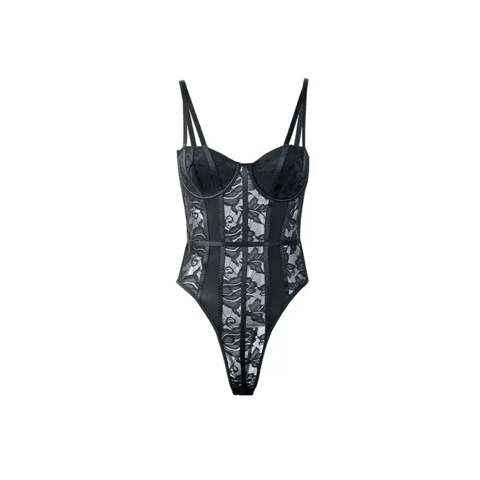 Body Sexy en dentelle pour femmes, haut élégant pour femmes, couleur unie, moulant, côtelé, nouvelle collection été 2025
