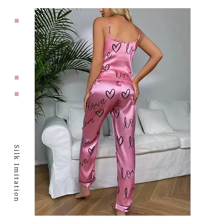 Ensemble de pyjamas en satin pour femmes, chemise en émail avec surintendant, vêtements de nuit sexy pour dames, pyjama lingerie