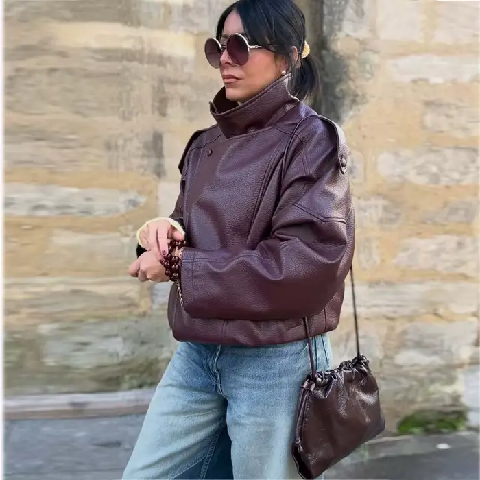 MUJER Faux cuir Bomber vestes pour femmes mode coupe-vent veste femme chaud hiver femmes manteau vêt