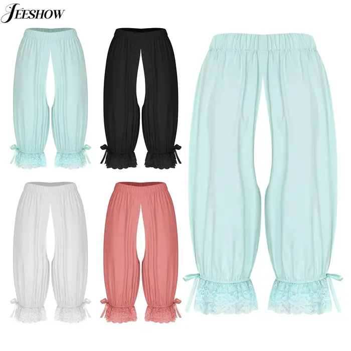 Bloomers en polyester à volants et dentelle pour femmes, inspiration victorienne et style Lolita, idéal pour cosplay et soirées à thème