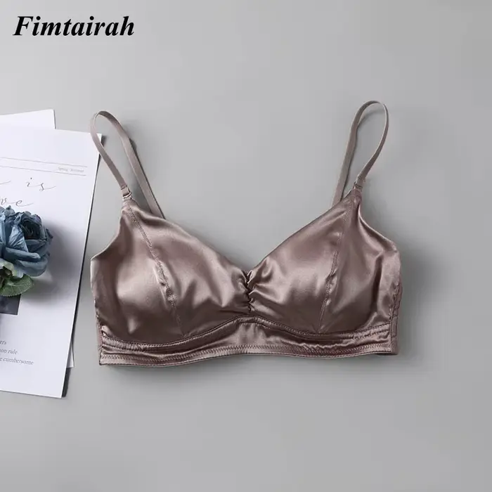 Soutien-gorge en soie véritable pour femmes, sous-vêtements plissés extensibles, noir et blanc, mode printemps