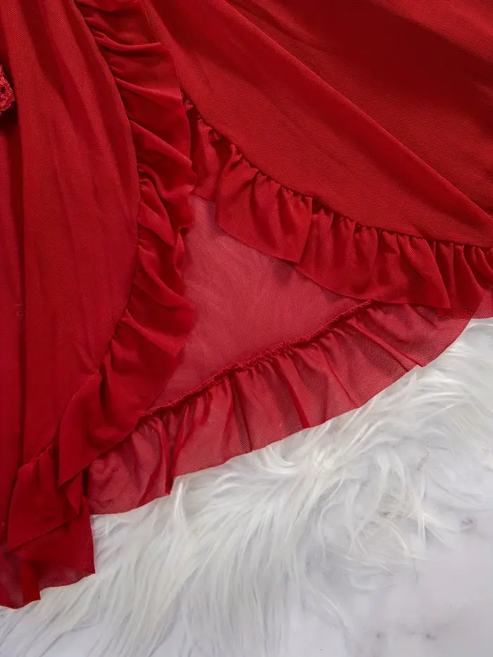 Souprava spodního prádla z krajkového materiálu pro ženy, noční košilka sexy, romantická noční košile s volánkami, delikátní kalhotky, nový trendy dar, luxusní