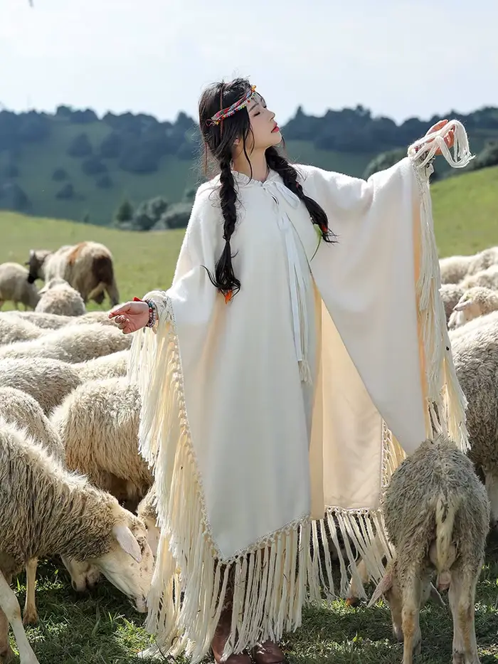 Pouvez-vous psyLady-Capes à glands Boho faites à la main pour femmes, Capes optiques Everak, Poncho 