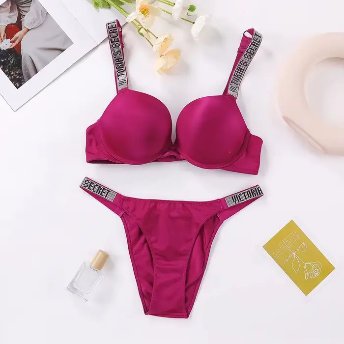 Victoria's Secret sexy spodní prádlo set, podprsenka a kalhotky, push-up, klasické spodní prádlo pro ženy, sexy, prodyšné, měkké, univerzální, shapewear