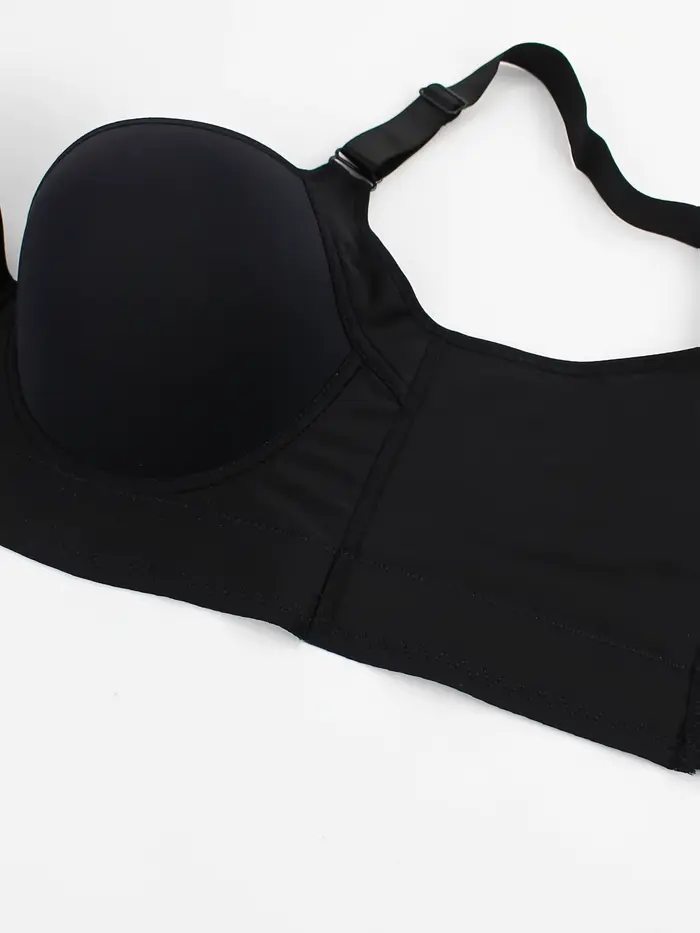 Soutien-gorge côtelé lisse taille européenne, soutien-gorge anti-affaissement froncé, dos sportif et élégant, soutien-gorge dos magnifique