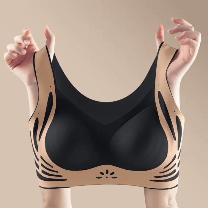 Dámská push-up podprsenka s kontrastními barevnými švy