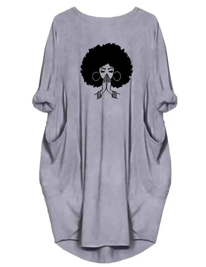 Robes décontractées amples à manches courtes et col rond pour femmes, grande taille