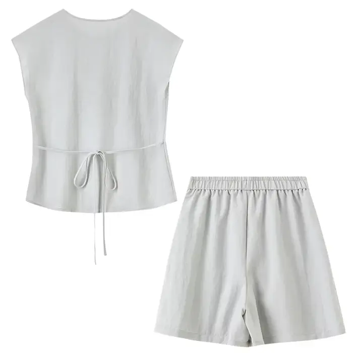 Ensemble court de ville SENTUBILA en Lyocell pour femme – Collection été 2026 – Haut sans manches à
