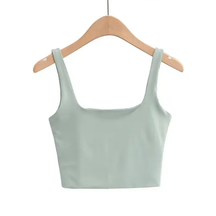 Nouveauté Été 2025 – Débardeurs Sexy Sans Manches pour Femme, Col Carré Court Tendance, 6 Couleurs