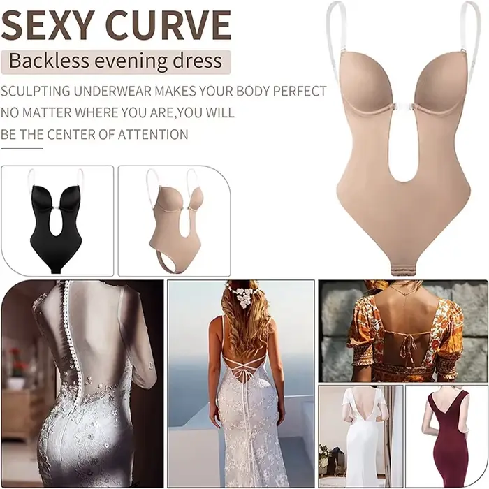 body neviditelné dámské tanga Shaper zeštíhlující plášť Sexy V krku hlubokého backless polstrovaný korzet push up zeštíhlující spodní prádlo
