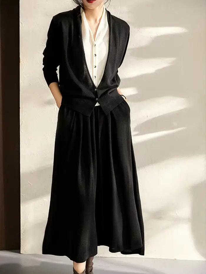 BirdTree-2024 femme nouveau dans les ensembles assortis, 32.4% laine de mouton, faux cardigan 2 pièc